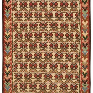 Dywan Kelim - Stary - 143 x 119 cm - beżowy