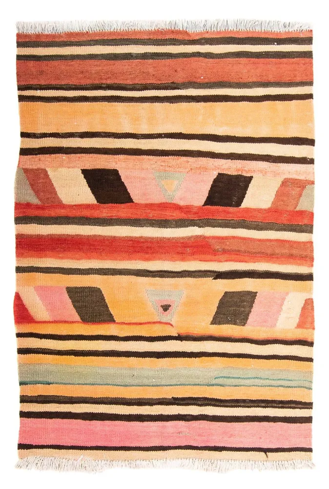 Dywan Kelim - Stary - 150 x 116 cm - wielokolorowy