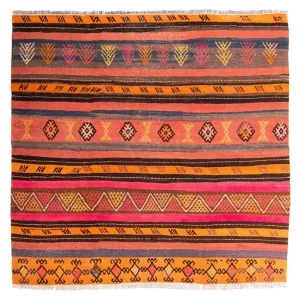 Dywan Kelim - Stary - 150 x 135 cm - wielokolorowy