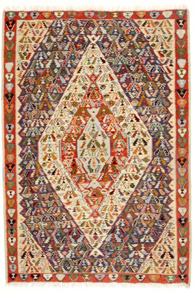 Dywan Kelim - Stary - 153 x 119 cm - niebieski