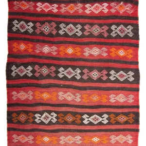 Dywan Kelim - Stary - 160 x 115 cm - wielokolorowy
