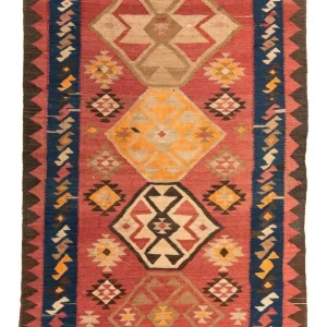 Dywan Kelim - Stary - 200 x 110 cm - wielokolorowy