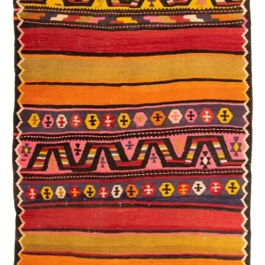 Dywan Kelim - Stary - 220 x 135 cm - wielokolorowy