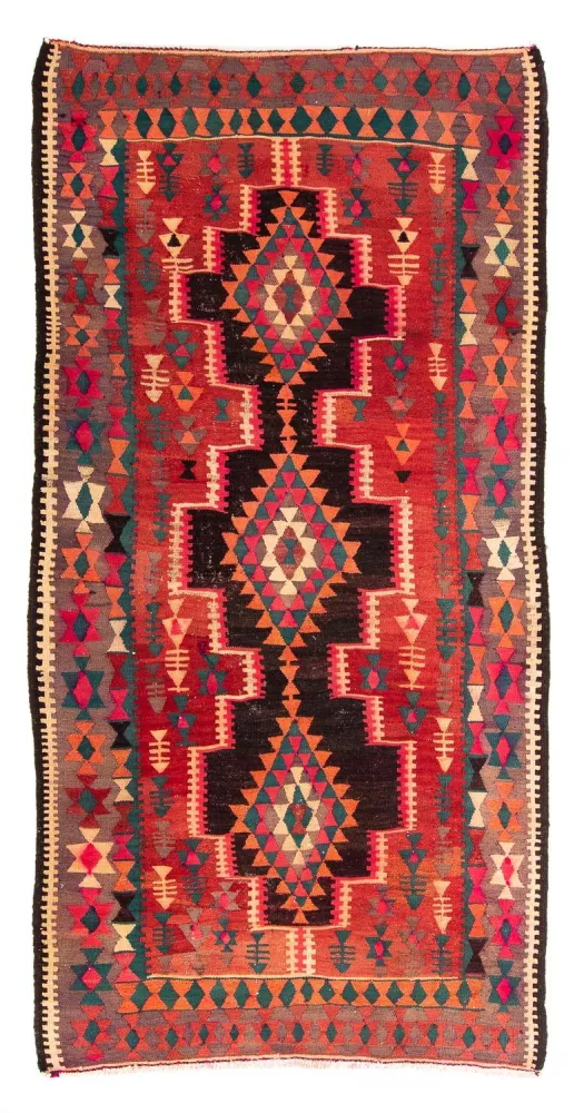 Dywan Kelim - Stary - 290 x 150 cm - wielokolorowy