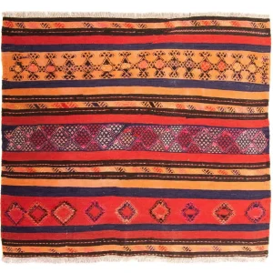 Dywan Kelim - Stary kwadratowy - 150 x 125 cm - wielokolorowy