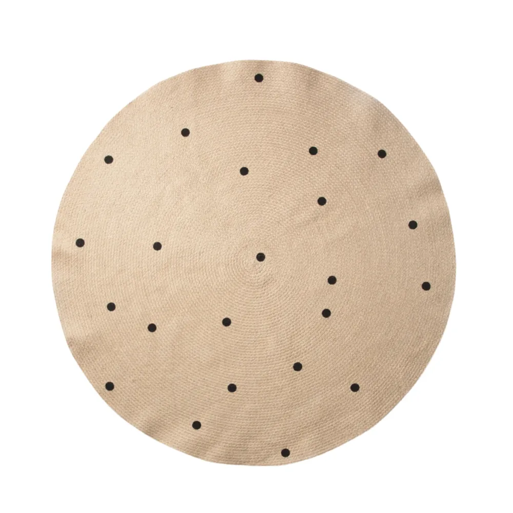 Dywan w kropki BLACK DOTS jutowy