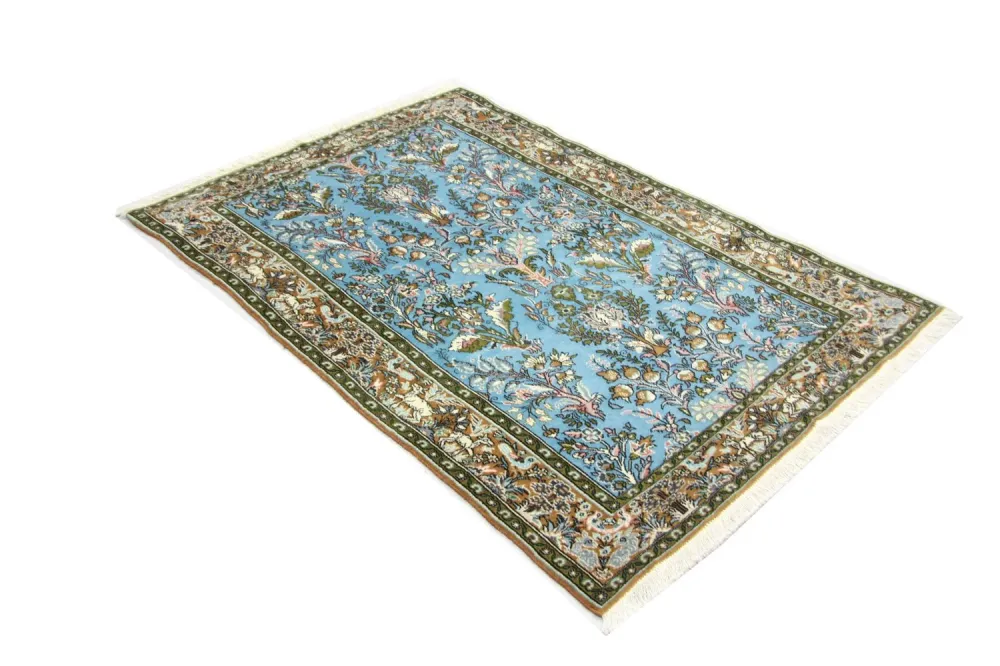 Dywan perski - Ghom - 159 x 108 cm - niebieski