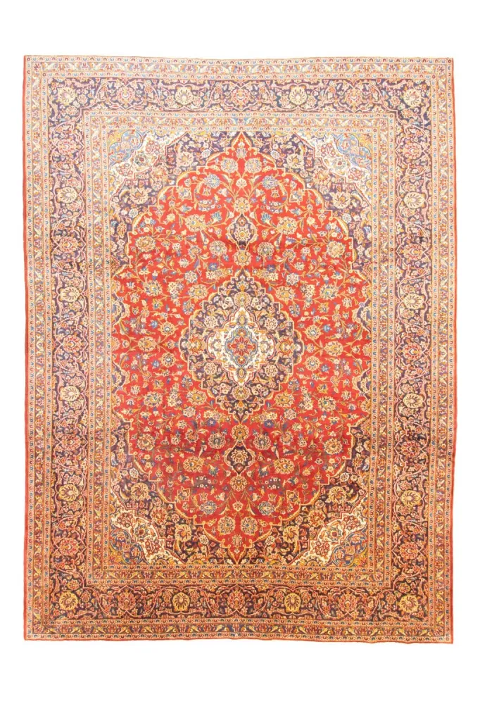 Dywan perski - Keshan - 406 x 307 cm - pomarańczowy
