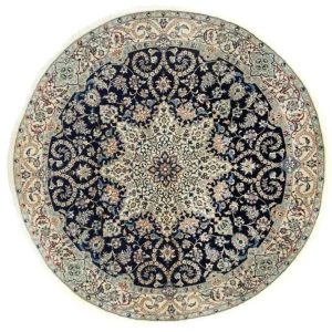 Dywan perski - Nain - Królewski okrągły - 210 x 210 cm - ciemnoniebieski