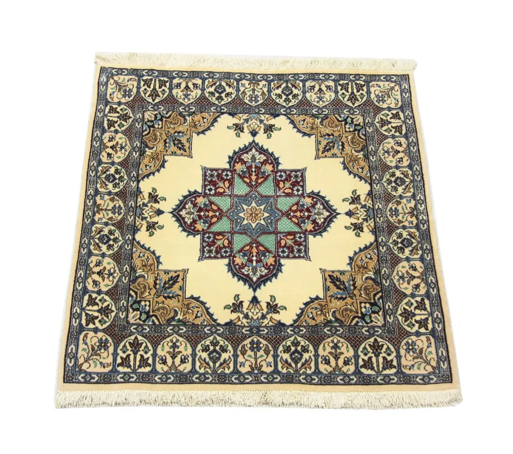 Dywan perski - Nain kwadratowy - 105 x 97 cm - naturalna biel