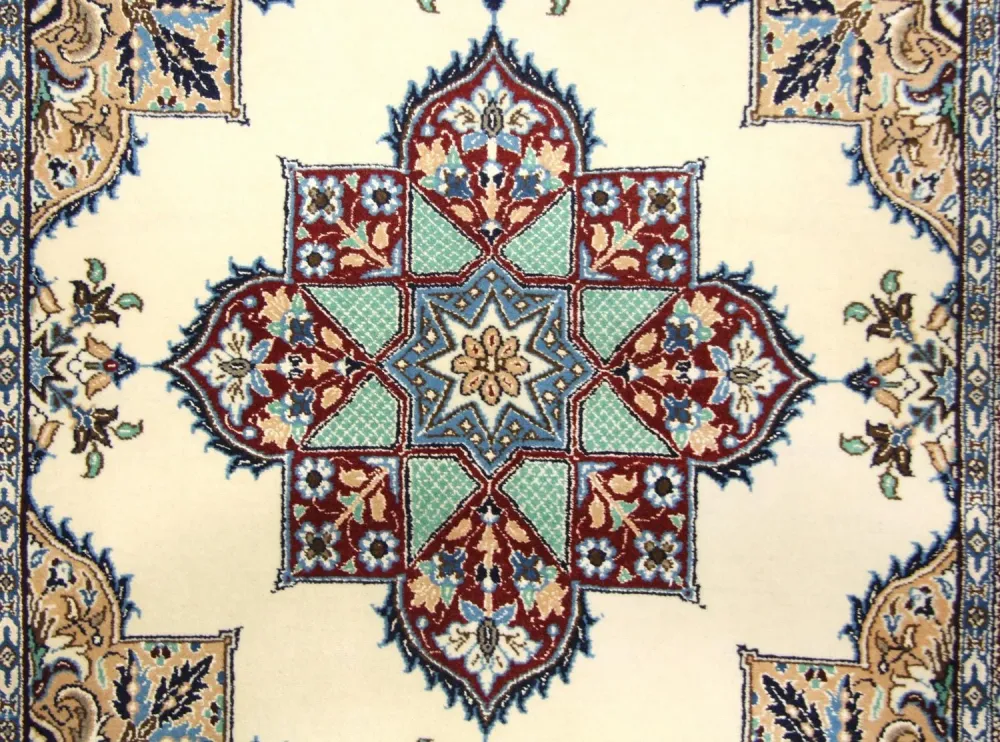 Dywan perski - Nain kwadratowy - 105 x 97 cm - naturalna biel