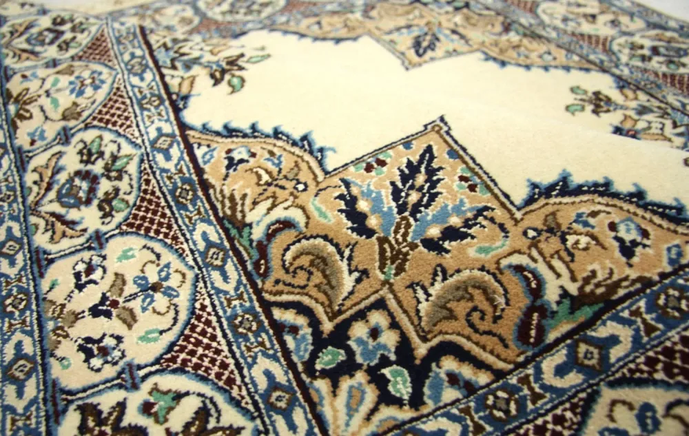 Dywan perski - Nain kwadratowy - 105 x 97 cm - naturalna biel