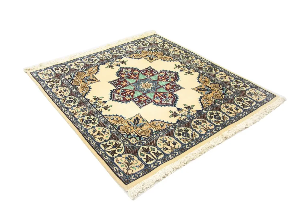 Dywan perski - Nain kwadratowy - 105 x 97 cm - naturalna biel