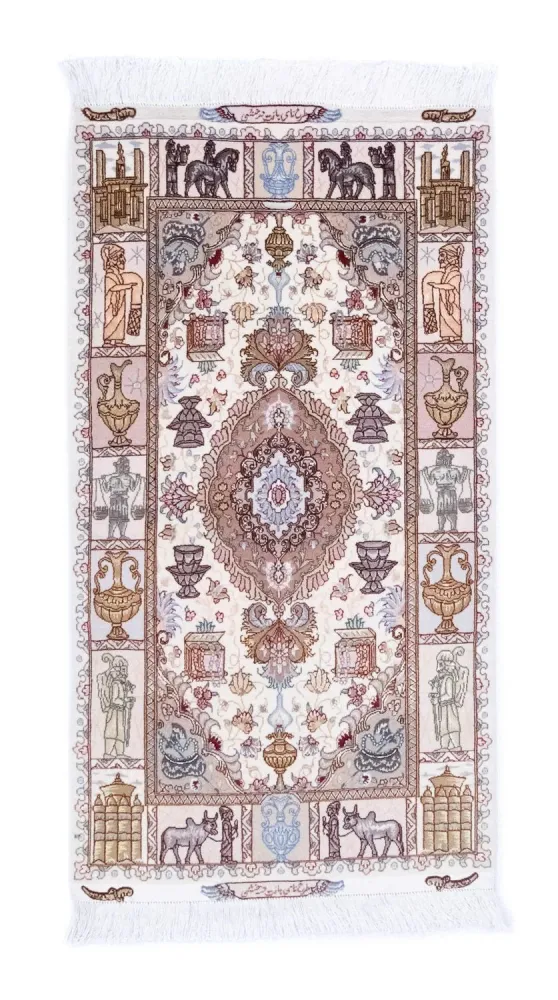 Dywan perski - Tabriz - Królewski - 134 x 75 cm - beżowy