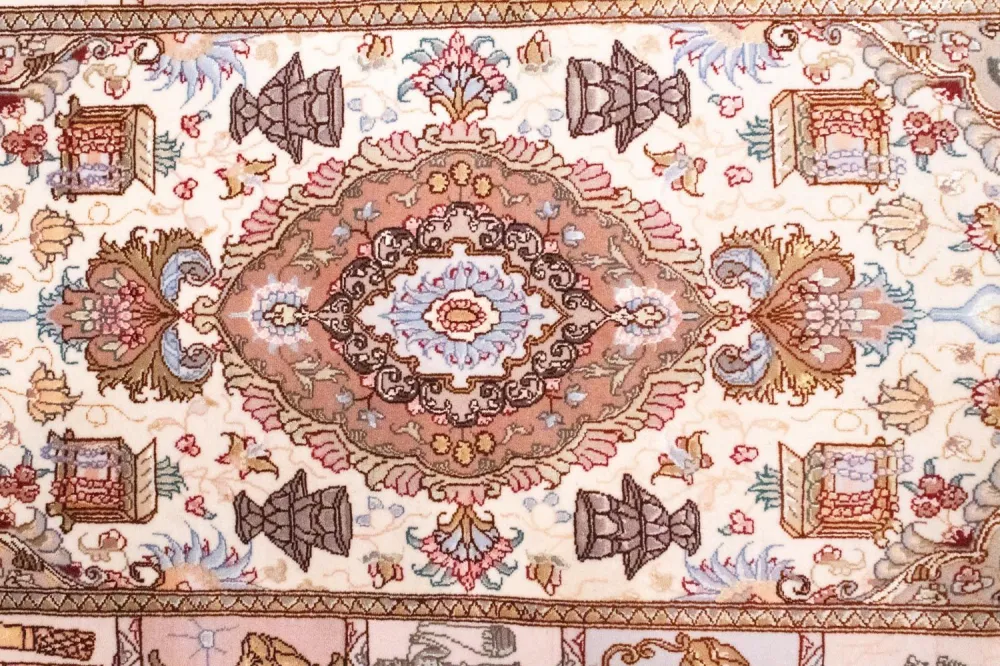 Dywan perski - Tabriz - Królewski - 134 x 75 cm - beżowy