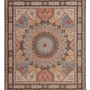 Dywan perski - Tabriz - Królewski - 302 x 253 cm - wielokolorowy