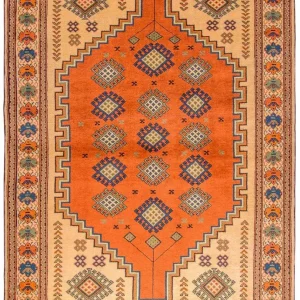 Dywan turkmeński - 184 x 127 cm - pomarańczowy