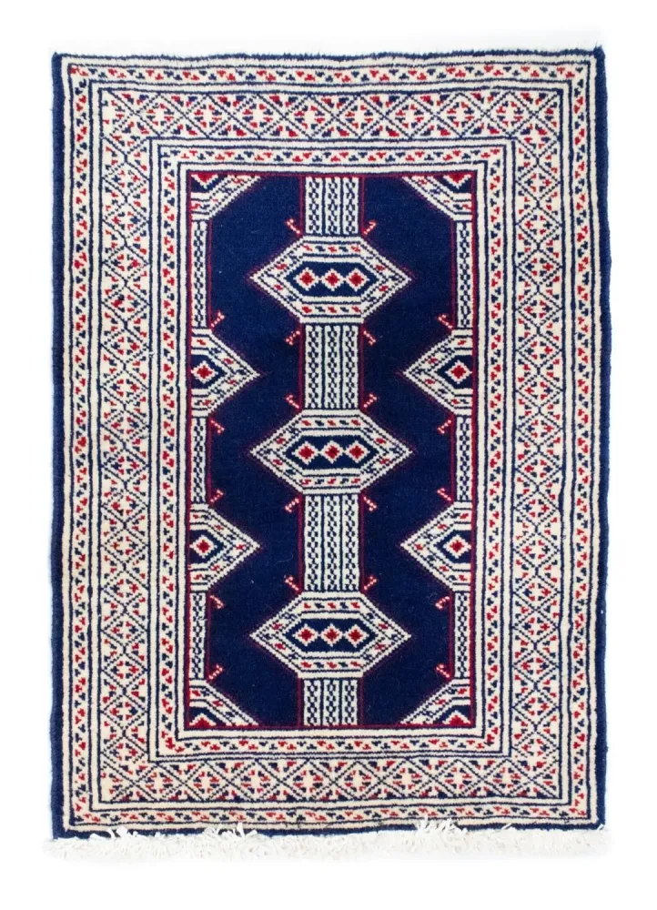 Dywan turkmeński - 90 x 62 cm - niebieski