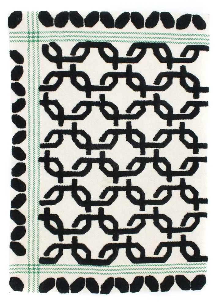 Dywan wełniany - 132 x 95 cm - beżowy