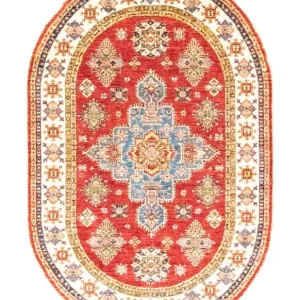 Dywan Zieglera owalny - 211 x 141 cm - czerwony