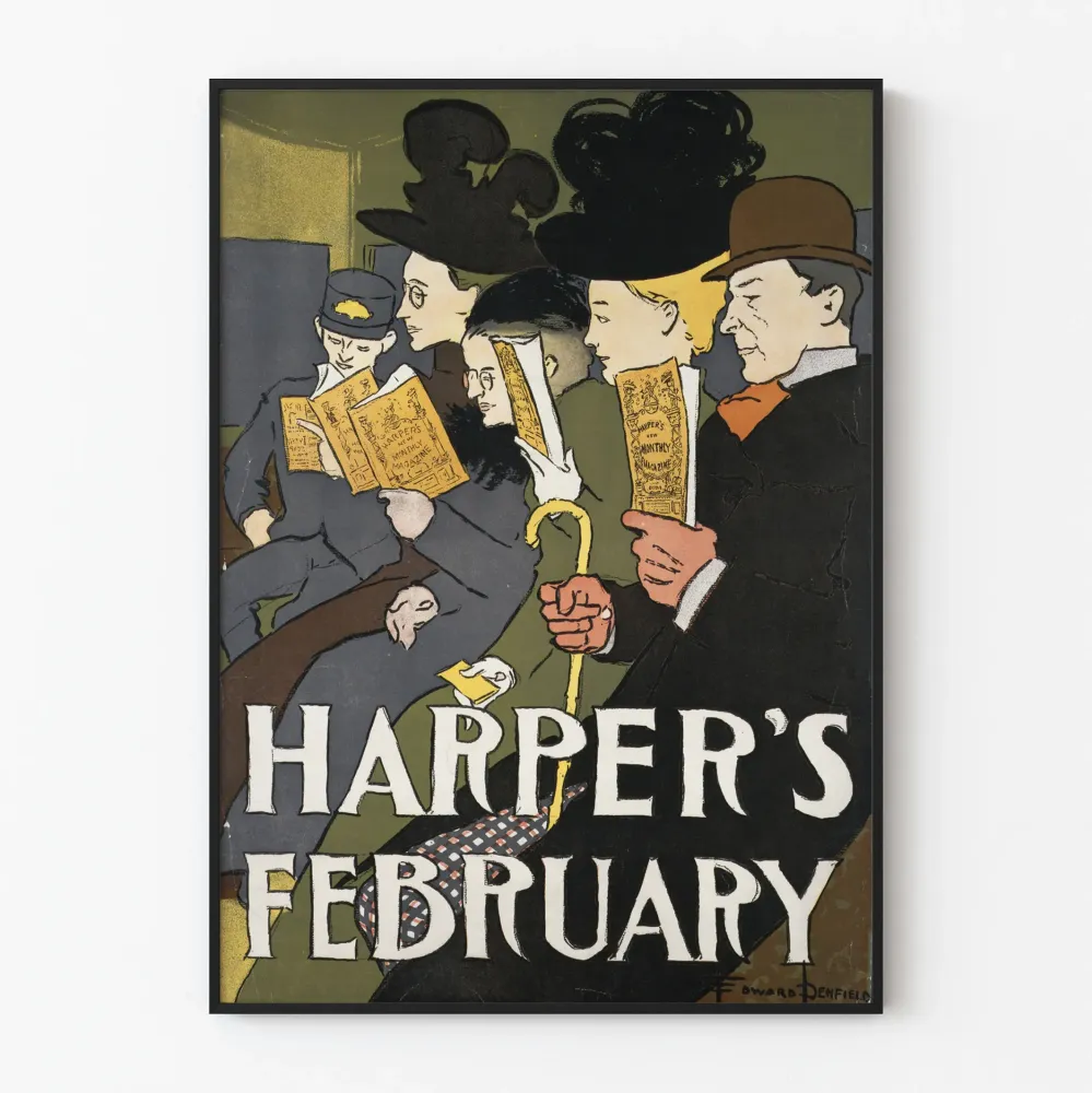 Elegancki plakat z vintage'owej wykładu Harper's z lutego
