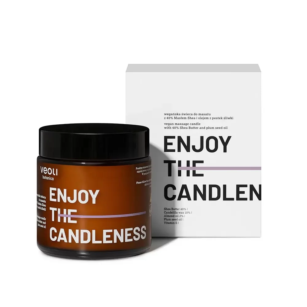 Enjoy Candleness wegańska świeca do masażu z 40% masłem shea i olejem z pestek śliwki 100ml