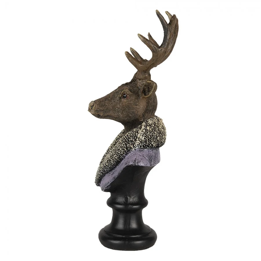 Figurka głowa renifera 23 cm brązowo - fioletowa Clayre & Eef