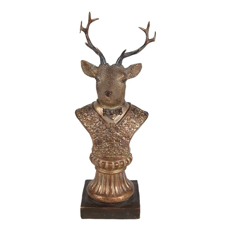 Figurka głowa renifera 25 cm brązowo- złota Clayre & Eef