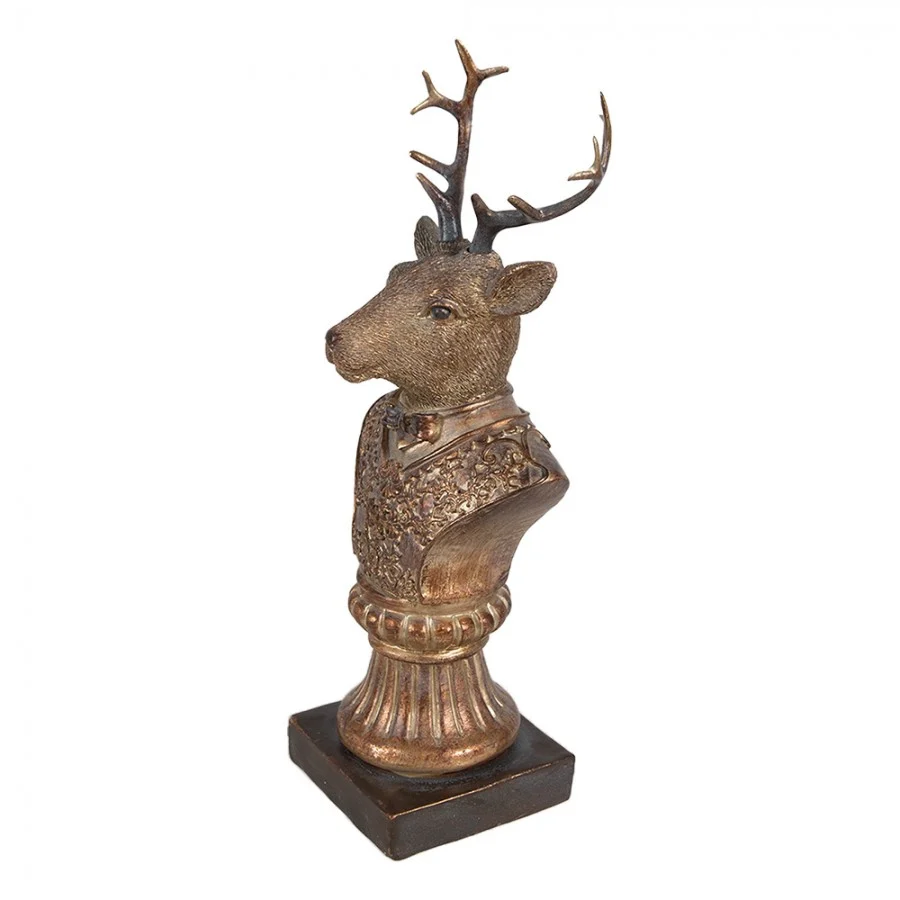 Figurka głowa renifera 25 cm brązowo- złota Clayre & Eef