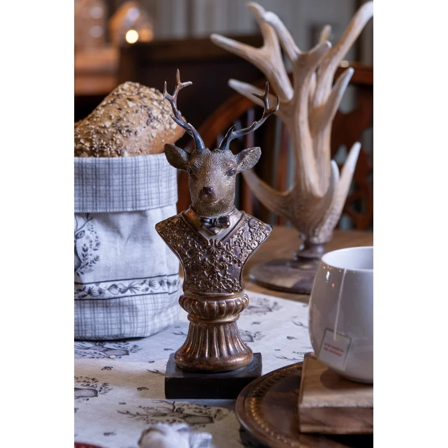 Figurka głowa renifera 25 cm brązowo- złota Clayre & Eef