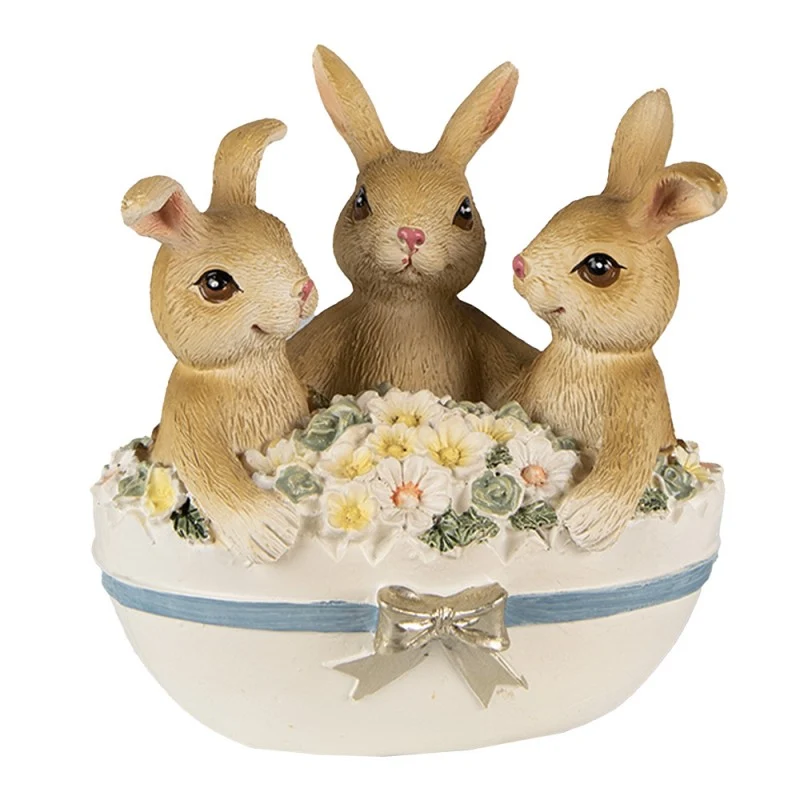 Figurka króliczki w jajku wielkanocnym 12 cm Clayre Eeef