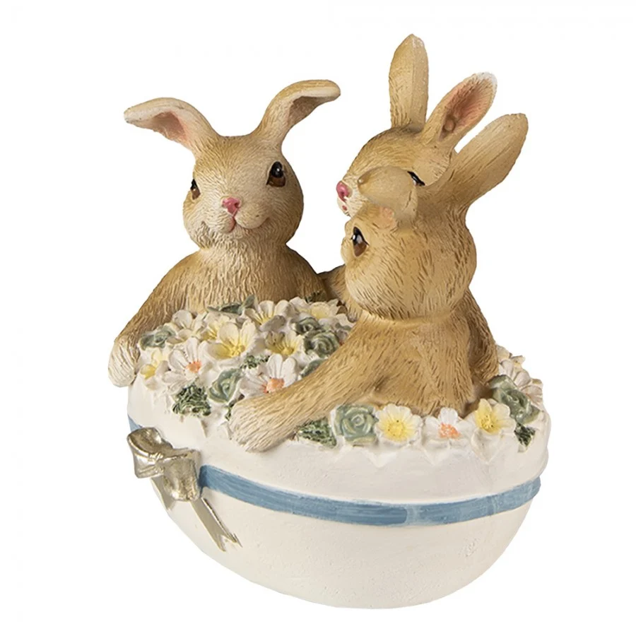 Figurka króliczki w jajku wielkanocnym 12 cm Clayre Eeef