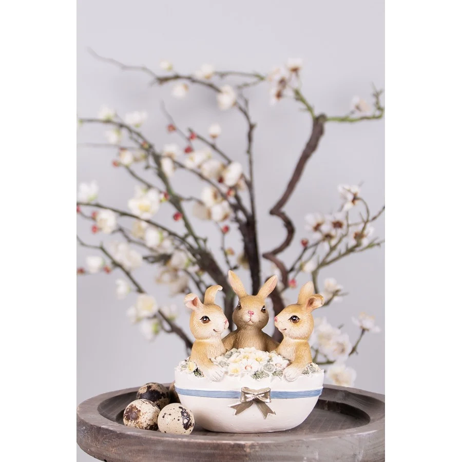 Figurka króliczki w jajku wielkanocnym 12 cm Clayre Eeef