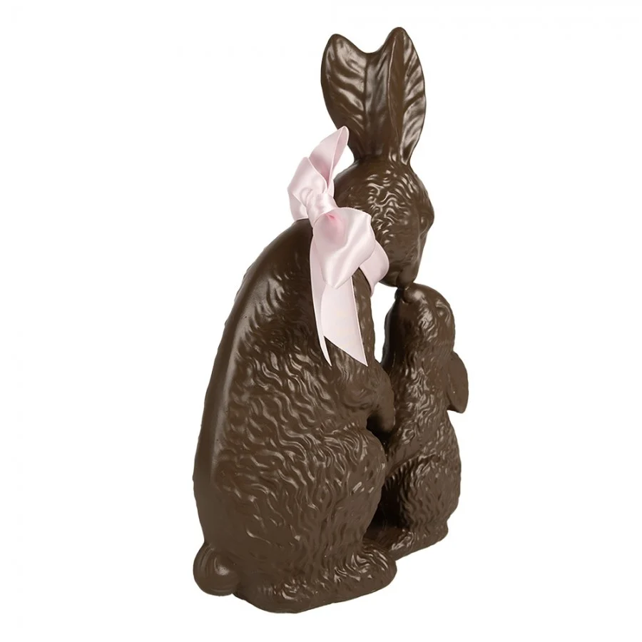 Figurka Królik 31 cm Brązowy z różową kokardką Clayre & Eef