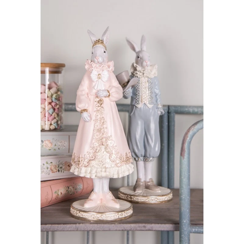 Figurka Królik dekoracyjny błękitny 31 cm Clayre & Eef