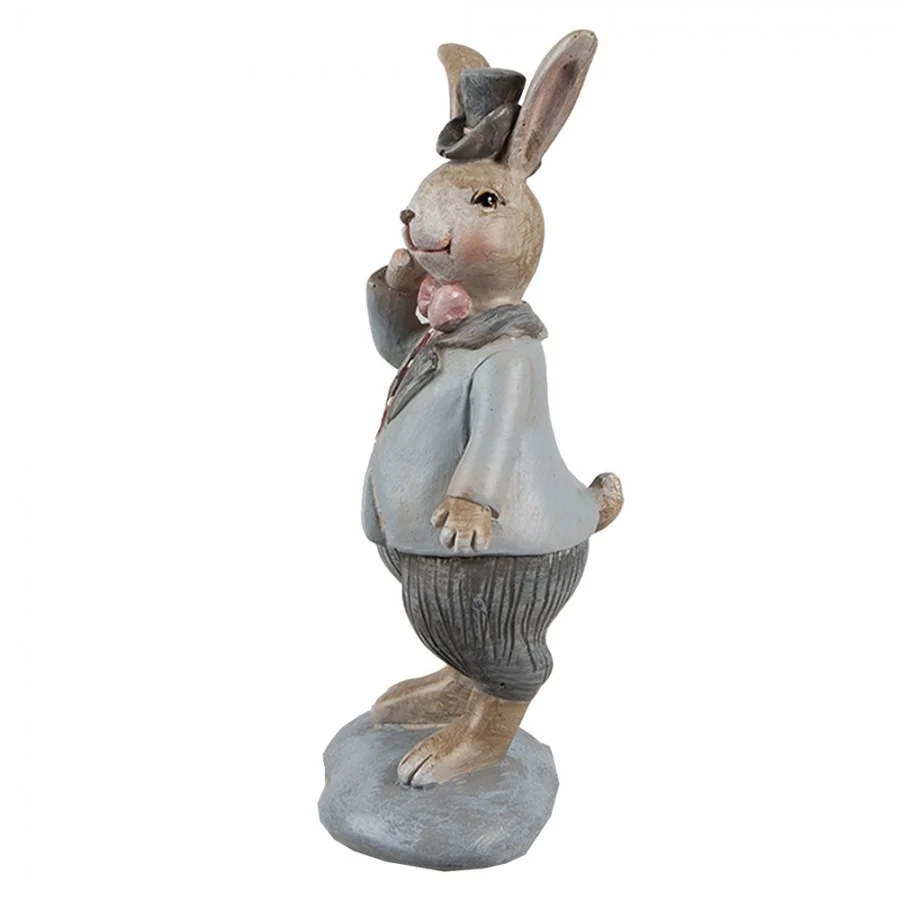 Figurka wielkanocna Królik 19 cm Beżowo-niebieski Clayre & Eef