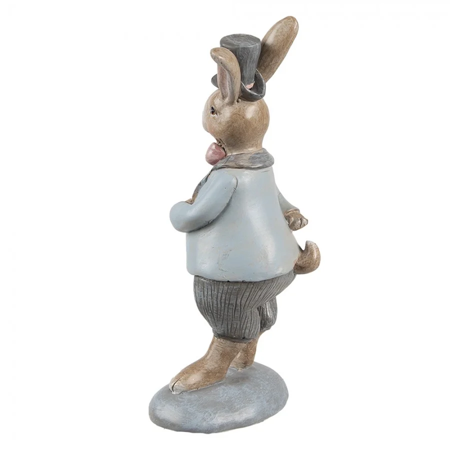 Figurka wielkanocna Królik 19 cm Beżowo-niebieski Clayre & Eef