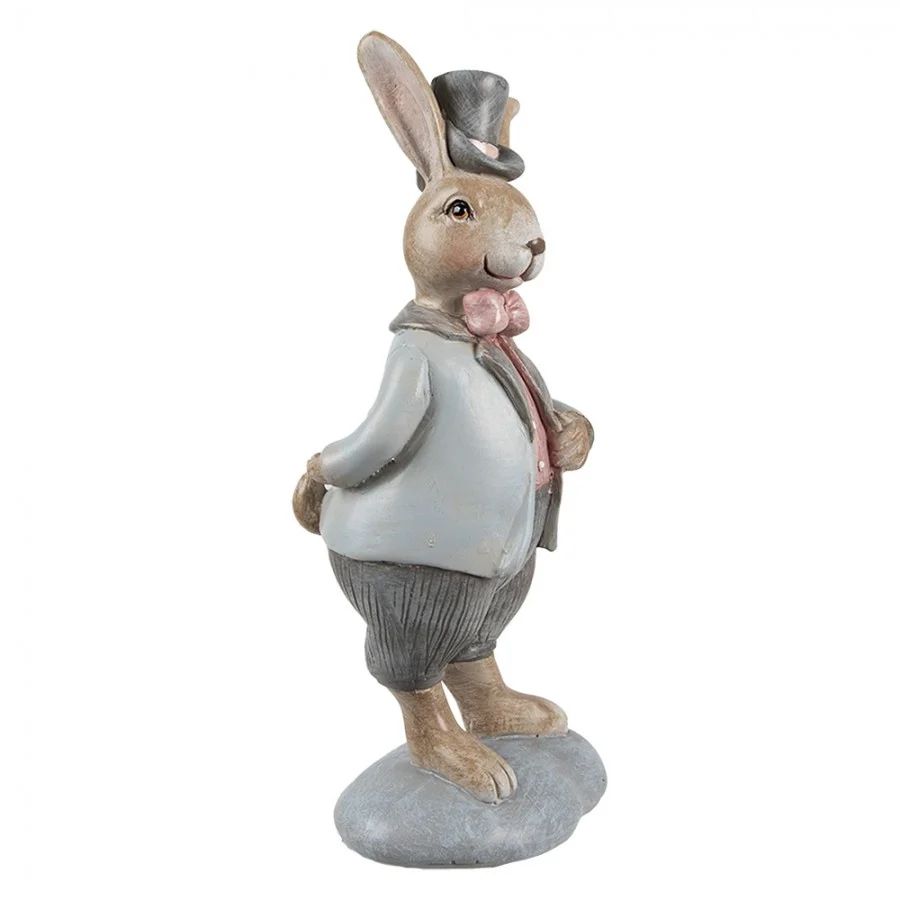 Figurka wielkanocna Królik 19 cm Beżowo-niebieski Clayre & Eef