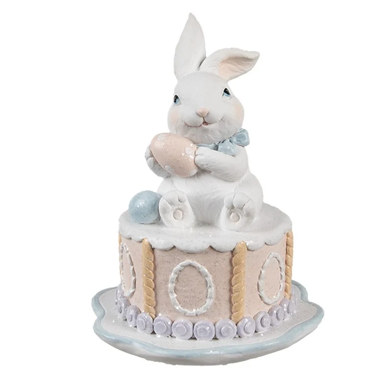Figurka wielkanocna królik na torcie retro 17 cm Clayre & Eef