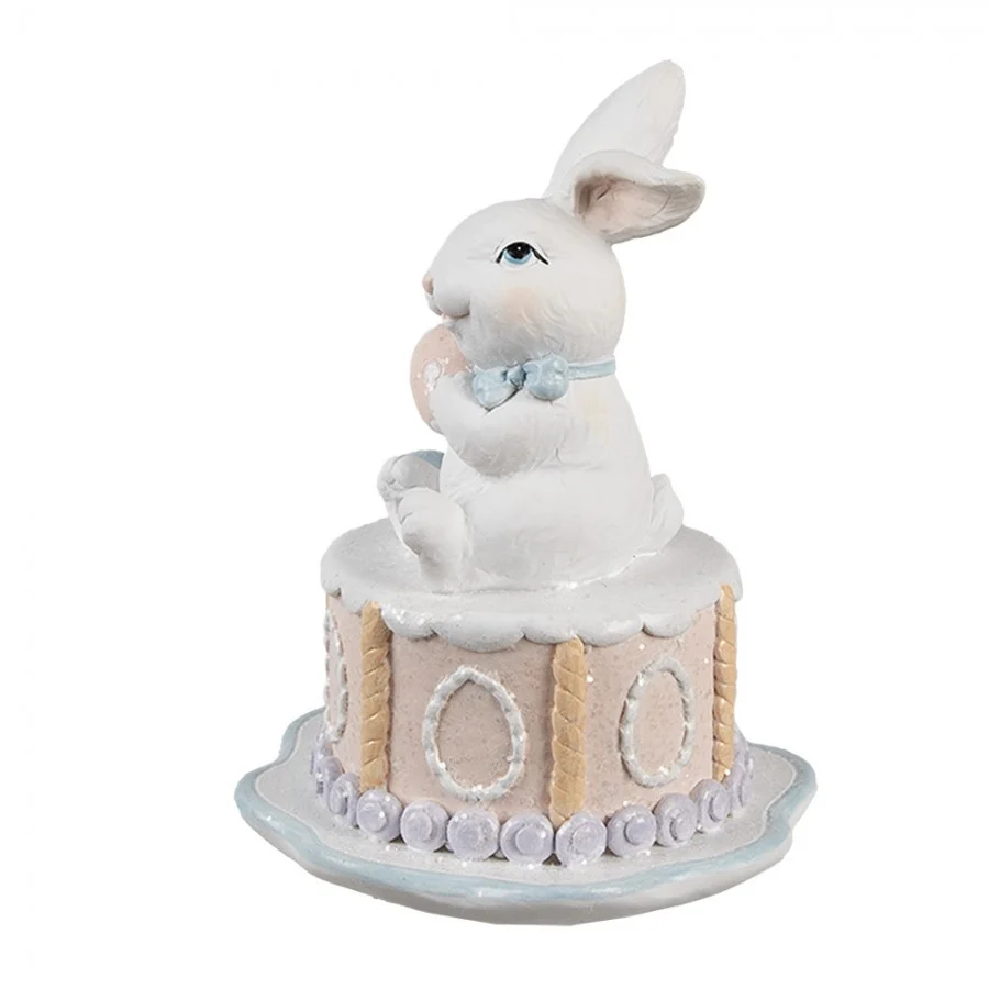 Figurka wielkanocna królik na torcie retro 17 cm Clayre & Eef
