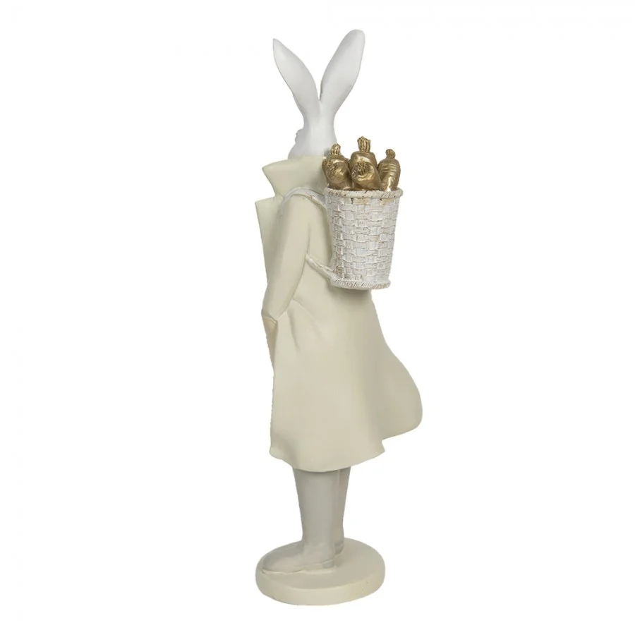 Figurka wielkanocna Pan królik biało - złoty 37 cm Claye & Eef