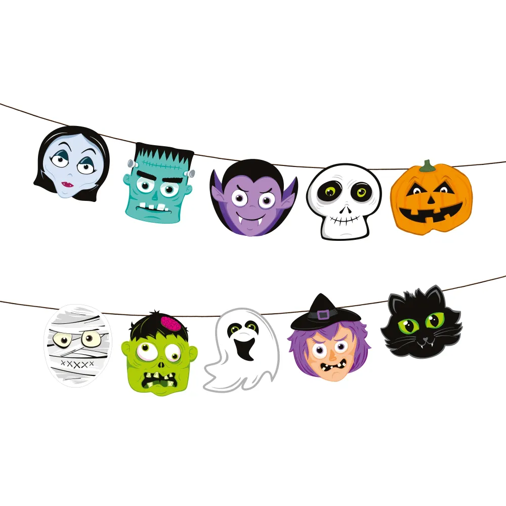 Girlanda Halloween Monsters z głowami 150cm