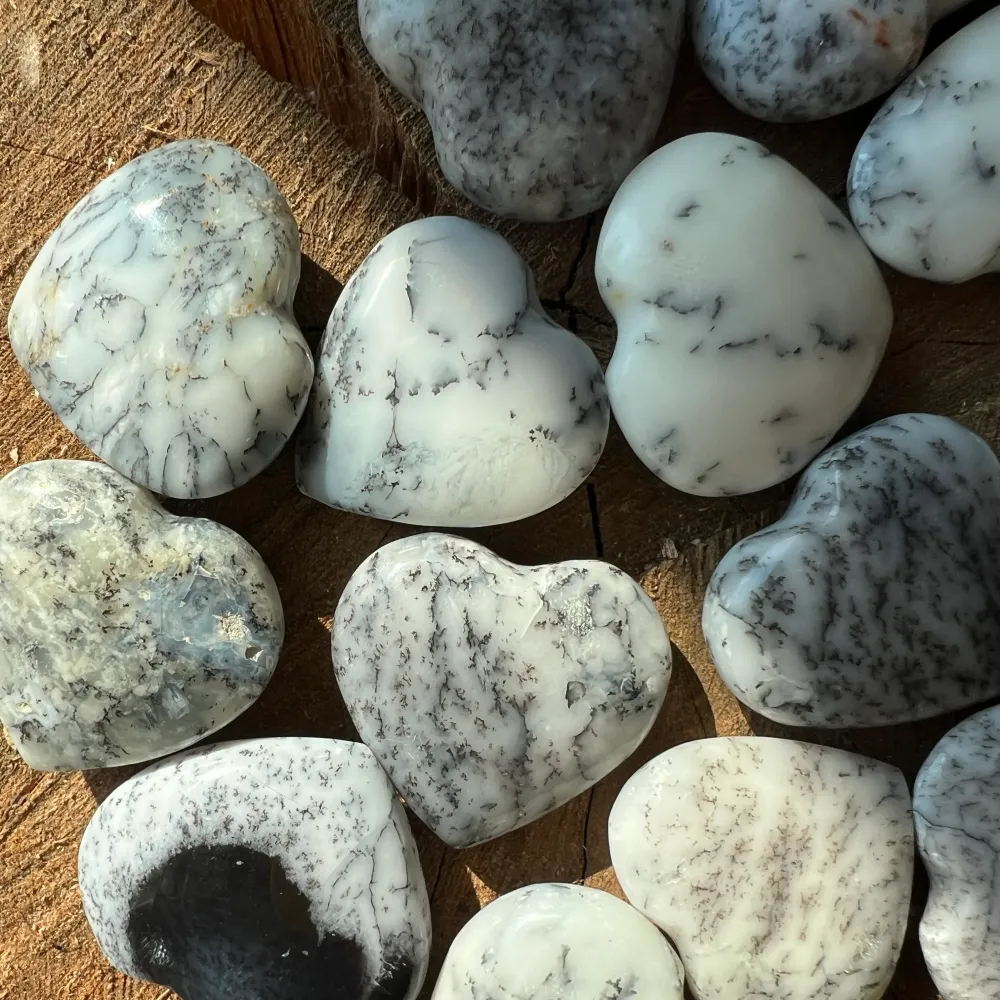 Heart Opal White Dendritic s