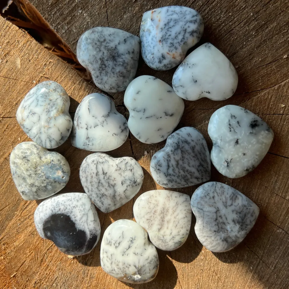 Heart Opal White Dendritic s