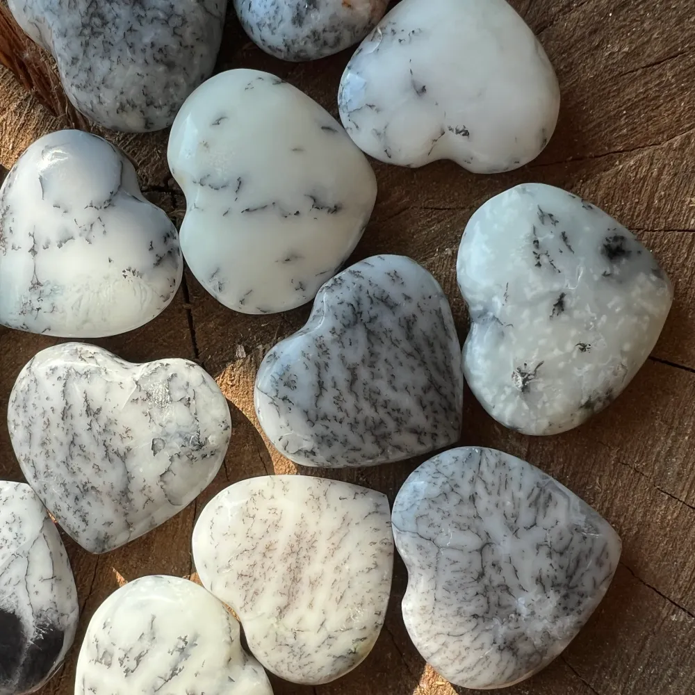 Heart Opal White Dendritic s