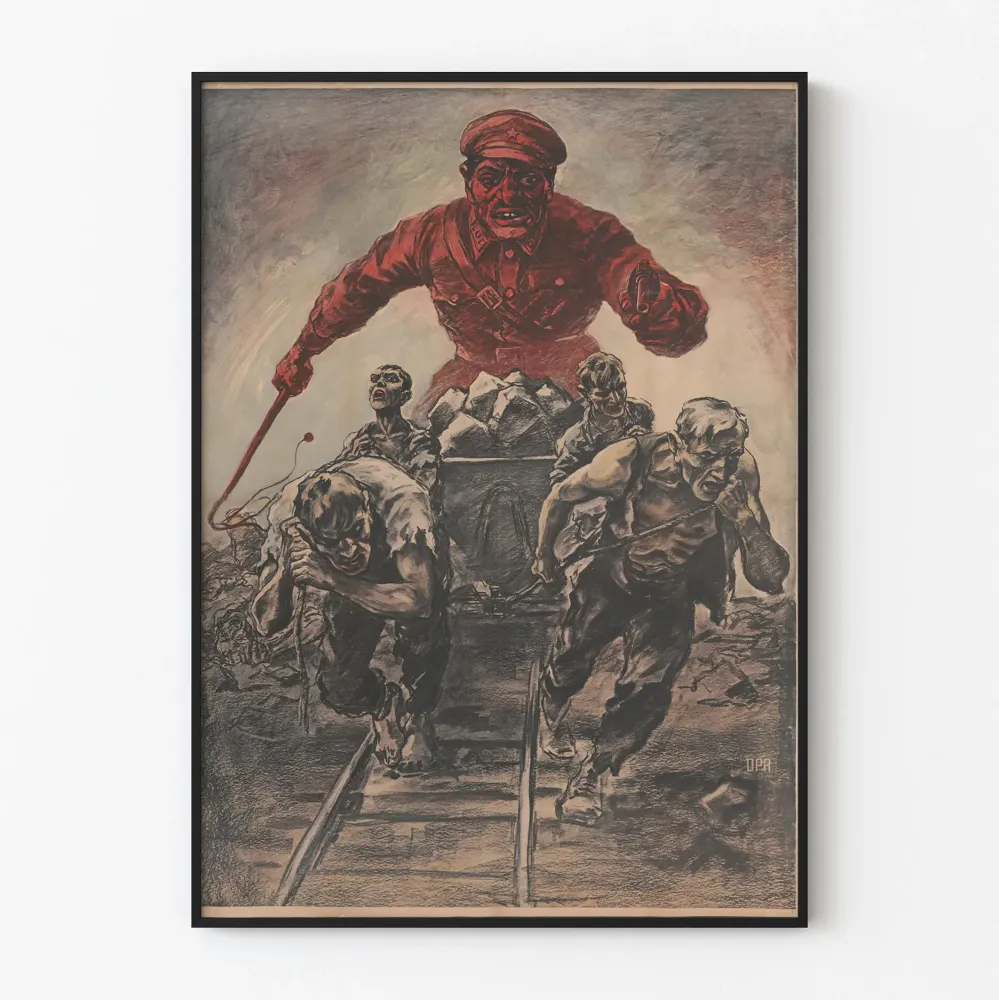 Historyczny plakat antykomunistyczny z dramatycznym efektem do dekoracji ścian