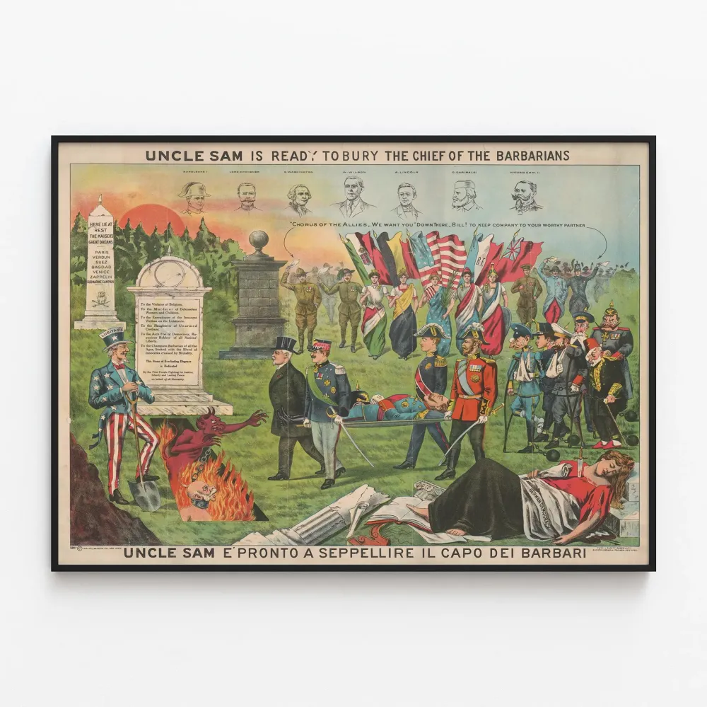 Historyczny plakat ścienny Uncle Sam i Wódz Barbarzyńców