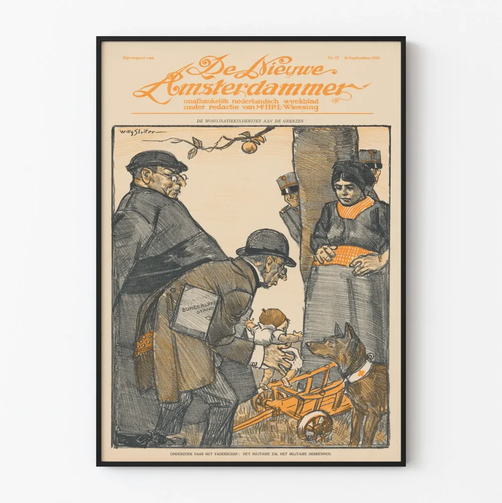 Historyczny plakat De Mobilisatiekindertjes aan de Grenzen - Dekoracja ścienna historyczna