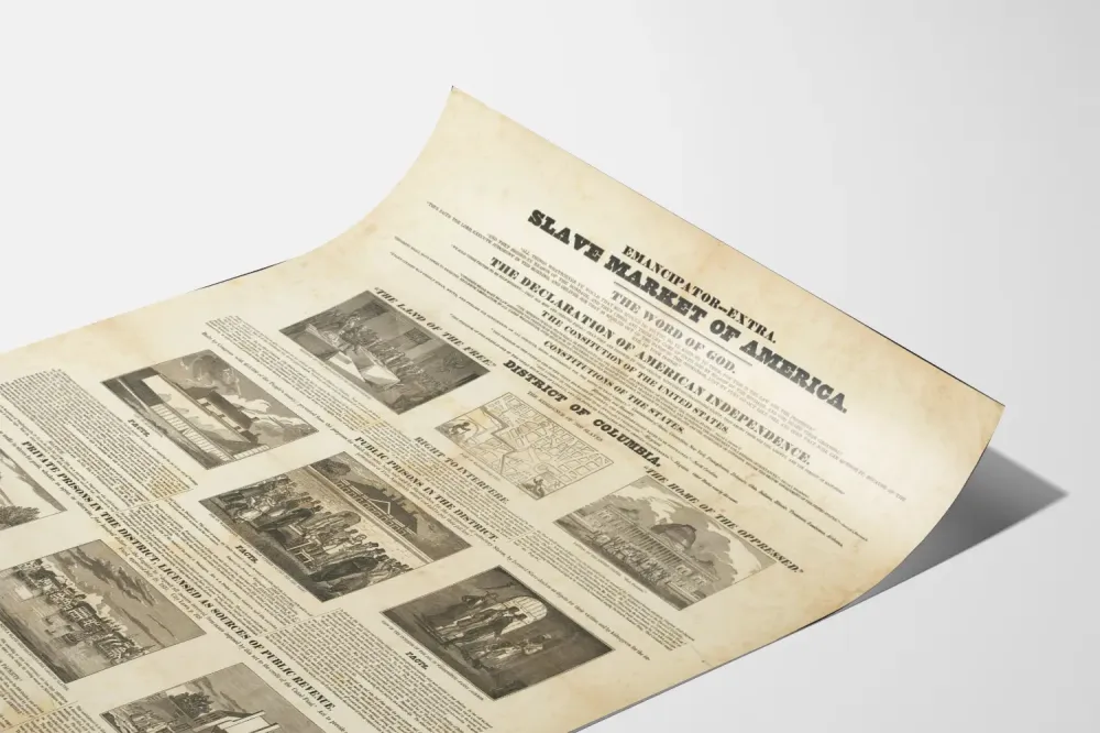 Historyczny plakat Targ niewolników w Stanach Zjednoczonych