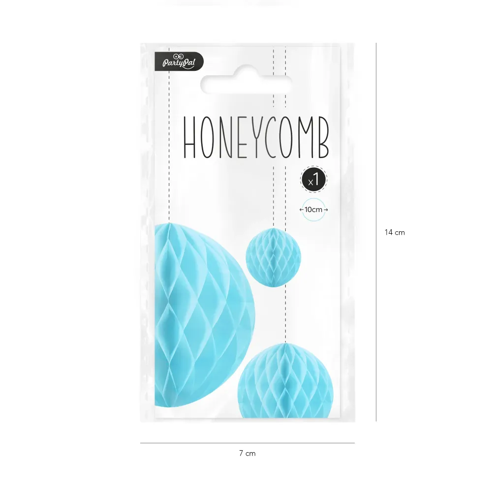 Honeycomb bibułowy, błękitny, 10 cm